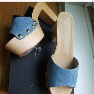 GIUSEPPE ZANOTTI denim platform clogs